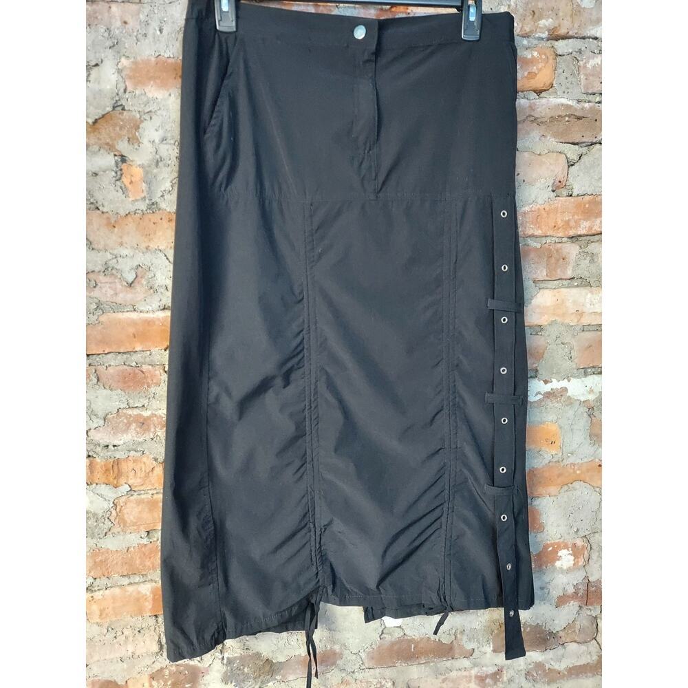 Helium London Womens Cargo Utility Skirt Size 1X Black Parachute Snap Side